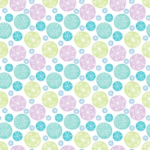 Block Print Snowflakes in Blue, Green & Purple - Medium
