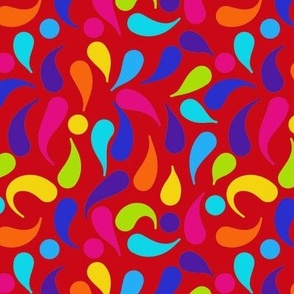 multicolor-drips-red-background