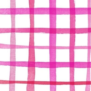 Pink Watercolor Plaid large  || geometric square grid