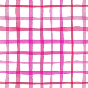 Pink Watercolor Plaid medium  || geometric square grid