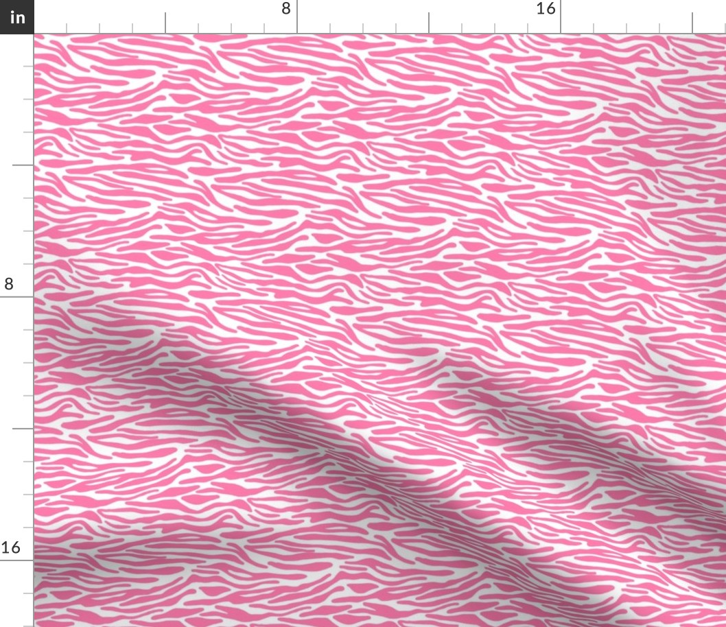 Bright Pink Zebra Stripes Animal Skin on White