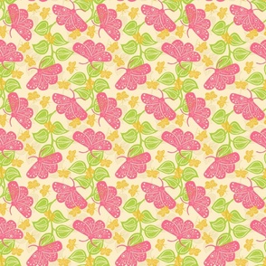 Spring Butterfly Pattern in Pink, Green, and Yellow - Medium Scale