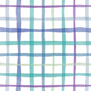 Watercolor  Blue  Green Purple Plaid (medium) || geometric square grid