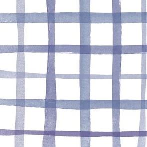 Blue Watercolor Plaid (large) || geometric square grid