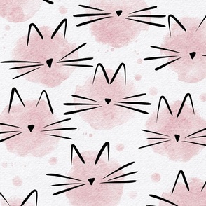 cat - ellie cat cotton candy - watercolor drops cat - cute cat fabric and wallpaper