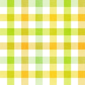 Fresh Gingham Plaid Pattern in Lime Colors, Green, Yellow, White