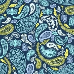 Small Modern Paisley, Multi on Navy by Brittanylane