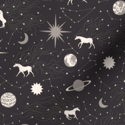 Horses and Constellations - Medium - Cream and Grey