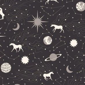 Horses and Constellations - Medium - Cream and Grey