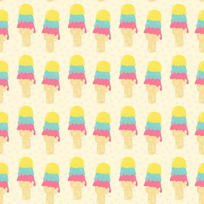 Ice Cream Cones in Pink, Yellow, and Blue - Larger
