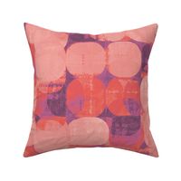 Ikat Patchwork Squares in Peony and Coral (Large Scale)
