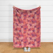 Ikat Patchwork Squares in Peony and Coral (Large Scale)