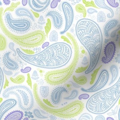 Small Modern Paisley in Honeydew, Sky Blue, and Lilac by Brittanylane