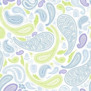 Small Modern Paisley in Honeydew, Sky Blue, and Lilac by Brittanylane