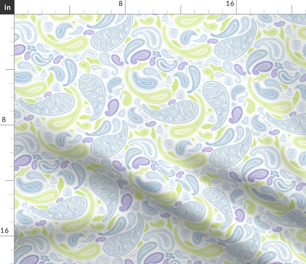 Small Modern Paisley in Honeydew, Sky Blue, and Lilac by Brittanylane