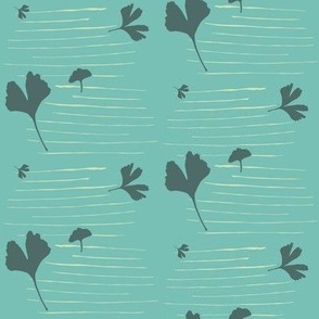 gingko leaves,  turquoise,  green