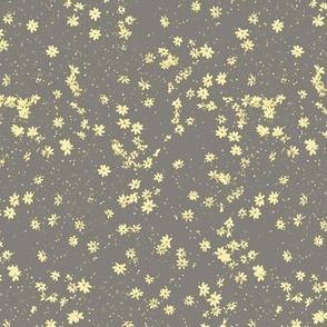 Small yellow flowers on warm grey