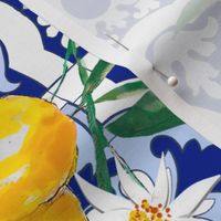 Portuguese tiles,lemons,floral art