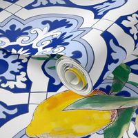 Portuguese tiles,lemons,floral art