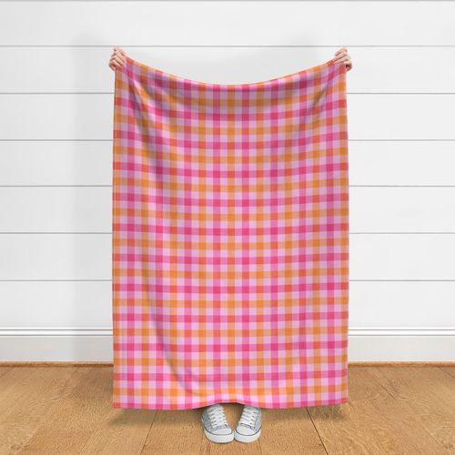 Cute Gingham Plaid Pattern in Pink and Orange