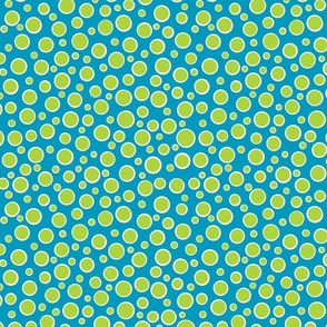 Lime Green Bubbles on Caribbean Blue - medium scale