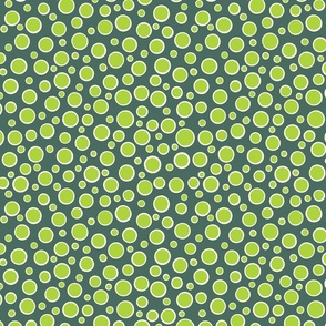 Lime Green Bubbles on Pine Green - medium scale