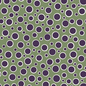 Plum Bubbles on Sage Green - large scale