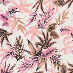 Vintage Tropical leaves hawaii soft pink
