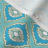 Arabetto Nuovo Damask (3 inch) in Spa Blue and Aqua