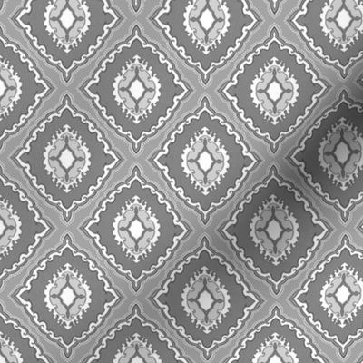 Arabetto Nuovo Damask (3 inch) in Gray and White