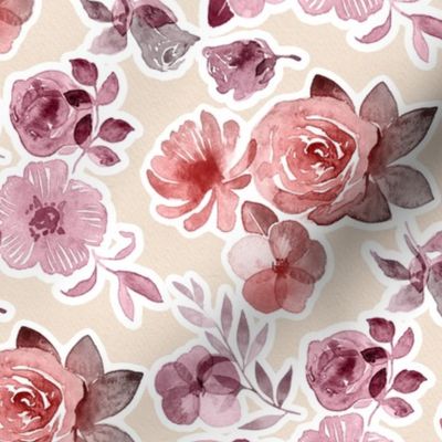 Floral Collage - mauve watercolors 