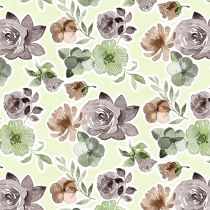 Floral Collage - spring green watercolors 