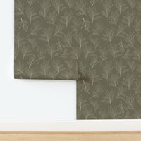 Olive Green Peony Leaves Design 04A