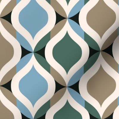 Ogee mosaic medium retro ovals Pine Green Blue