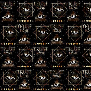 Witch eyes with moon phases and New World Order Illuminati masonic symbol