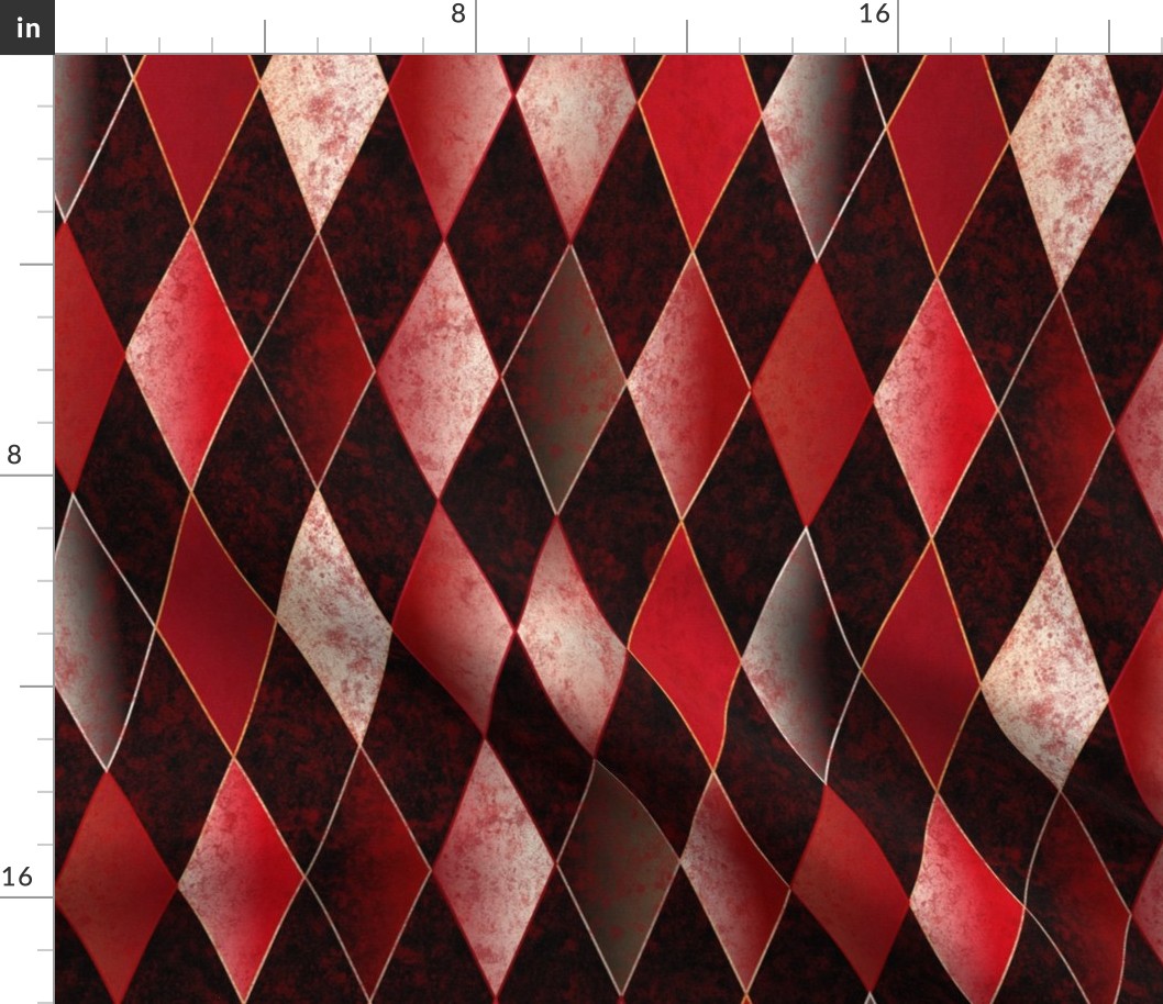 Textured Black Red White Harlequin -- Black White Red Christmas --  12.74 x 10.6 in repeat -- 400dpi (37% of full scale)
