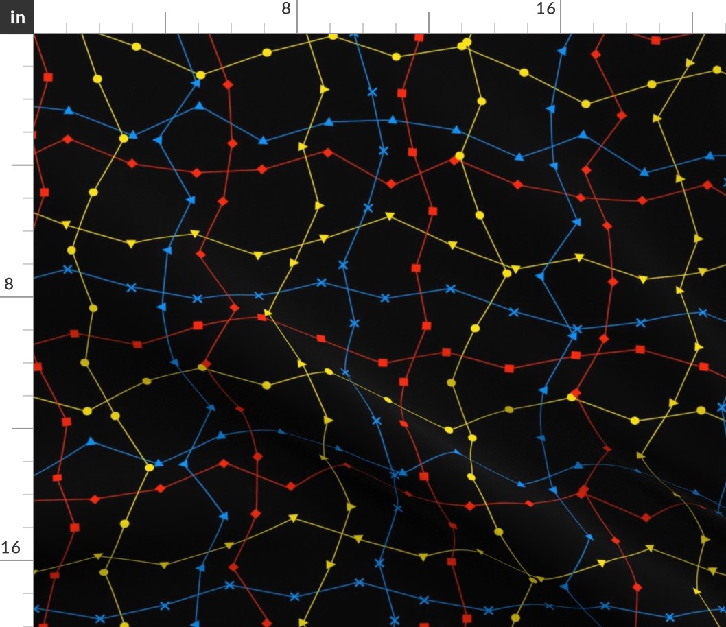 Graph Plaid, Primary Colors on Black