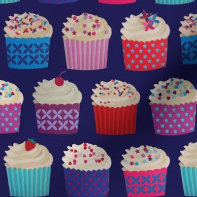 and a cherry on top - cupcakes on navy paper