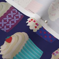 and a cherry on top - cupcakes on navy paper