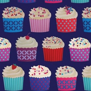 and a cherry on top - cupcakes on navy paper