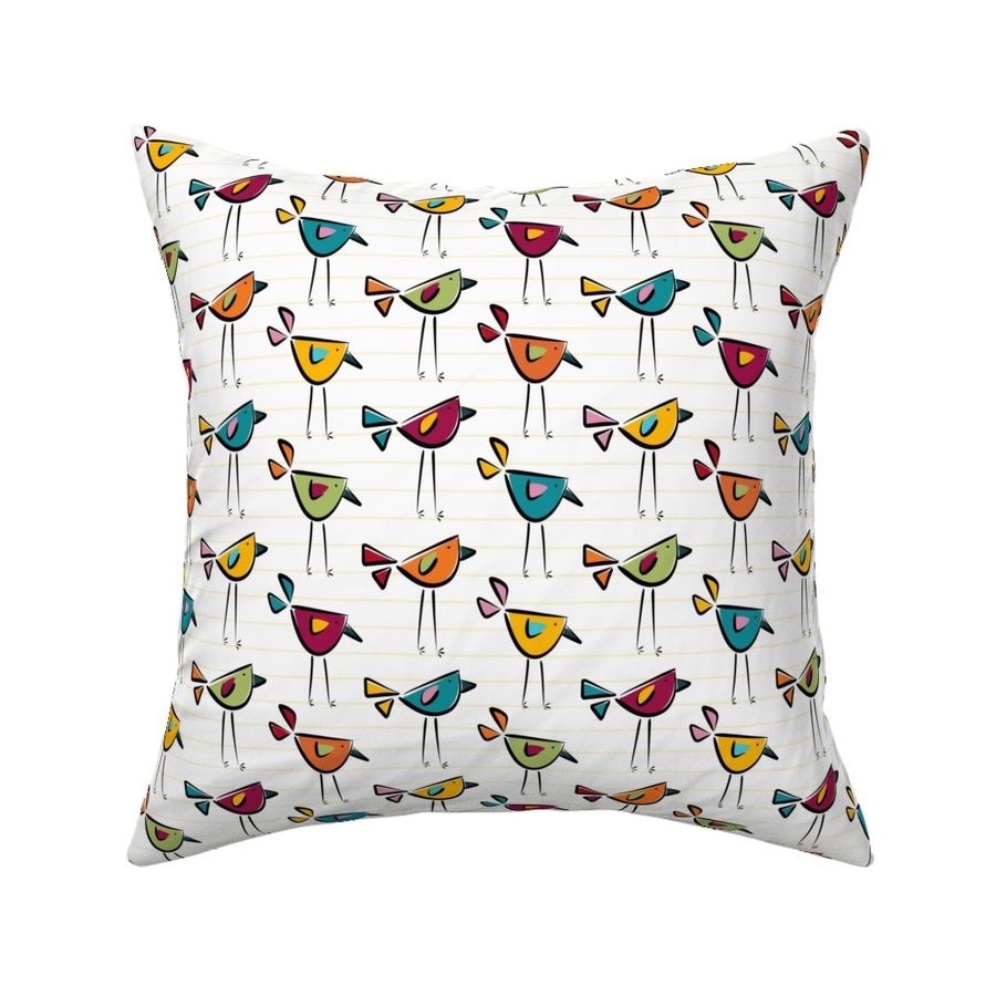 funny birds garden party coordinate I - bohemian colors - birds fabric and wallpaper