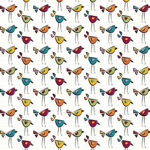 funny birds garden party coordinate I - bohemian colors - birds fabric and wallpaper