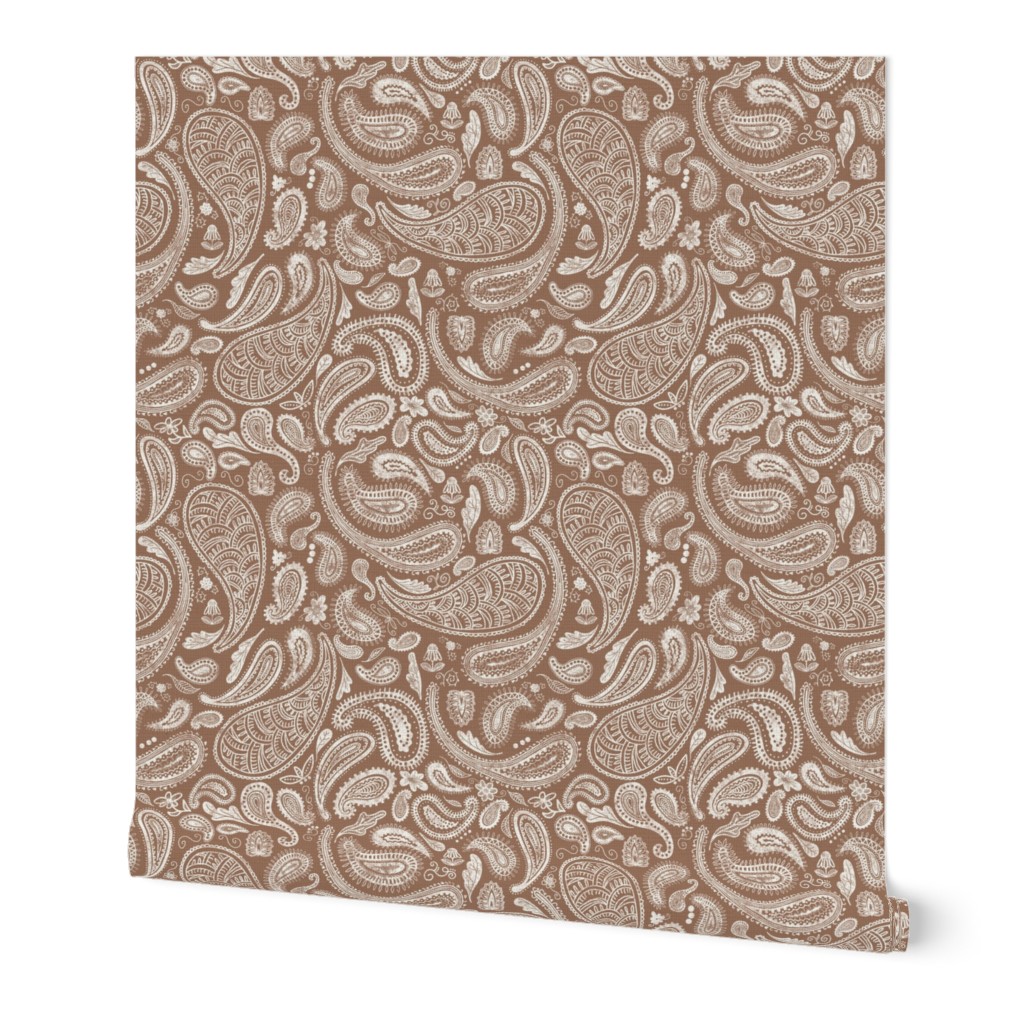 Modern Distressed Paisley, Mocha by Brittanylane