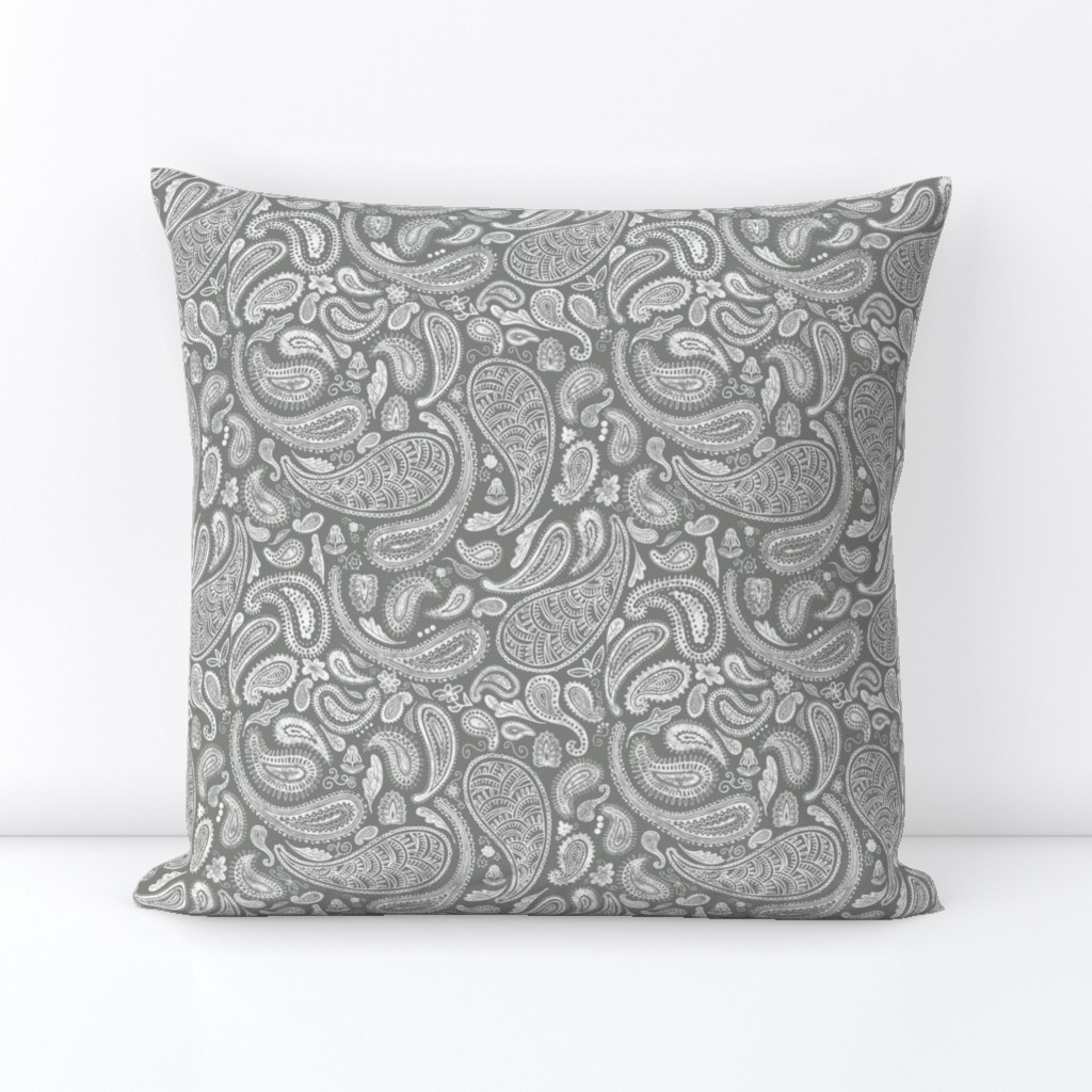 Modern Distressed Paisley, Pewter by Brittanylane