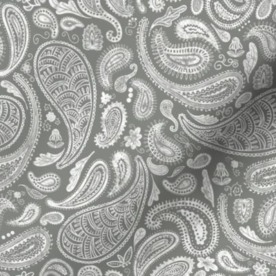 Modern Distressed Paisley, Pewter by Brittanylane