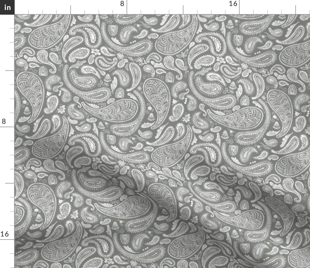 Modern Distressed Paisley, Pewter by Brittanylane