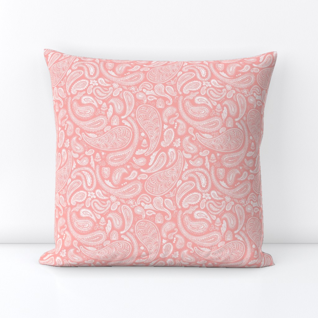 Modern Distressed Paisley, Coral Pink by Brittanylane