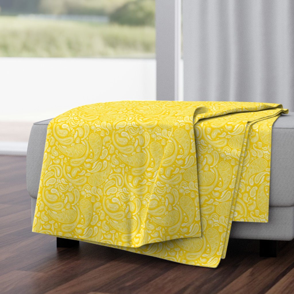 Modern Distressed Paisley, Yellow by Brittanylane