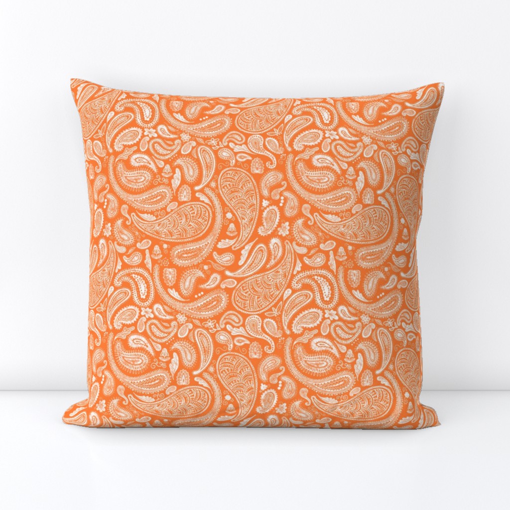 Modern Distressed Paisley, Orange by Brittanylane