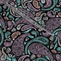 Modern Distressed Paisley, Pastel on Black by Brittanylane